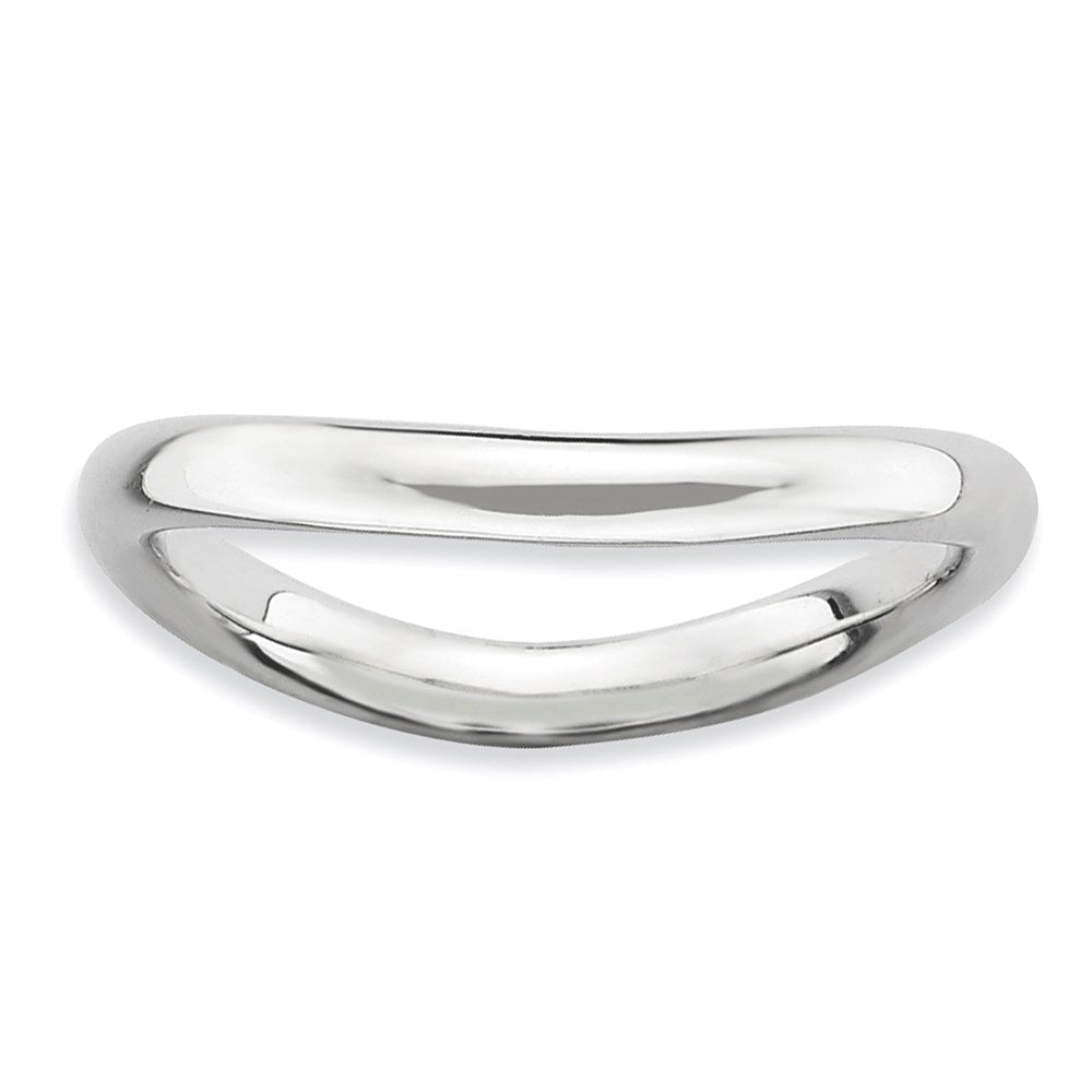 Sterlingsilber Stapelbar Expressions Poliert Rhodium Platte Welle Ring (size 7 Nur)