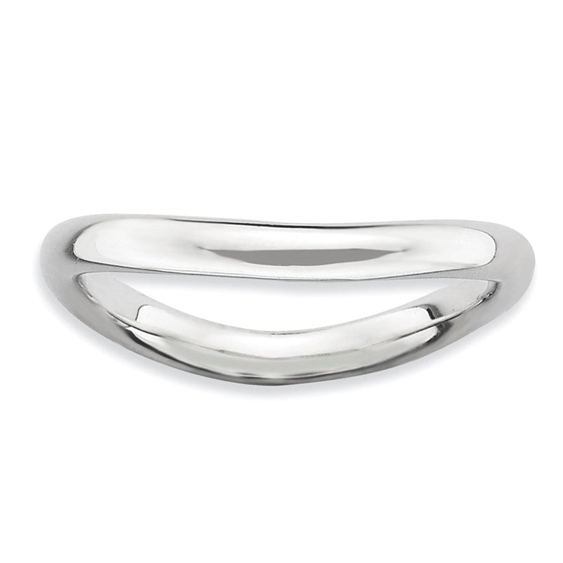 Sterlingsilber Stapelbar Expressions Poliert Rhodium Platte Welle Ring (size 7 Nur)