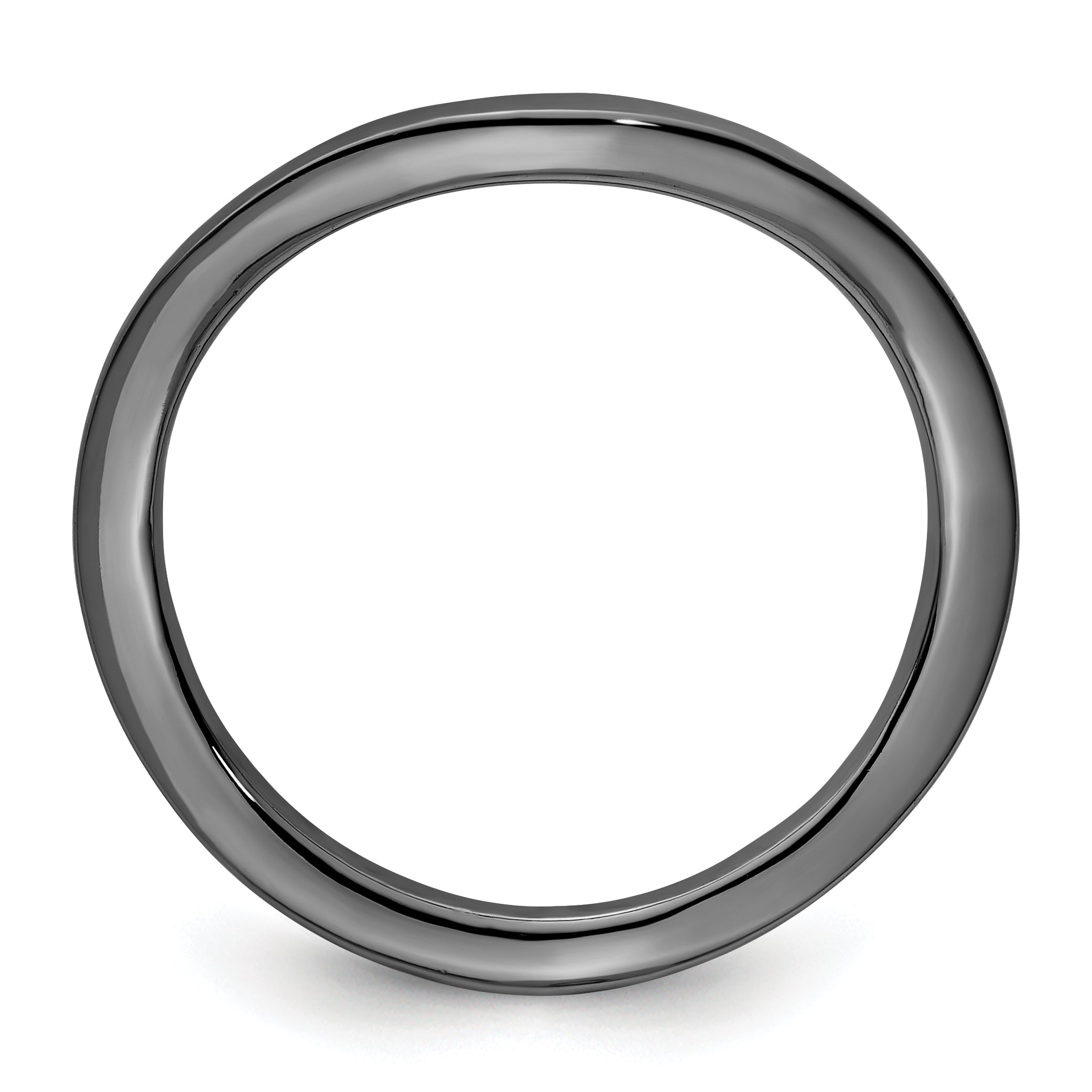 Sterlingsilber Stapelbar Expressions Poliert Schwarz Beschichtet Welle Ring