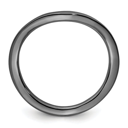 Sterlingsilber Stapelbar Expressions Poliert Schwarz Beschichtet Welle Ring