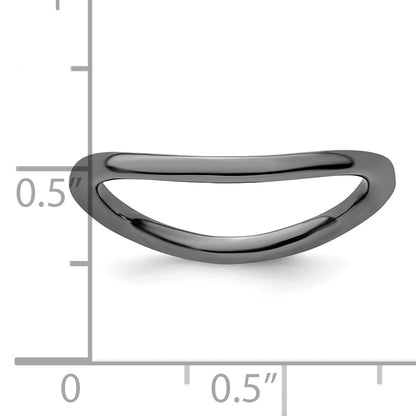 Sterlingsilber Stapelbar Expressions Poliert Schwarz Beschichtet Welle Ring