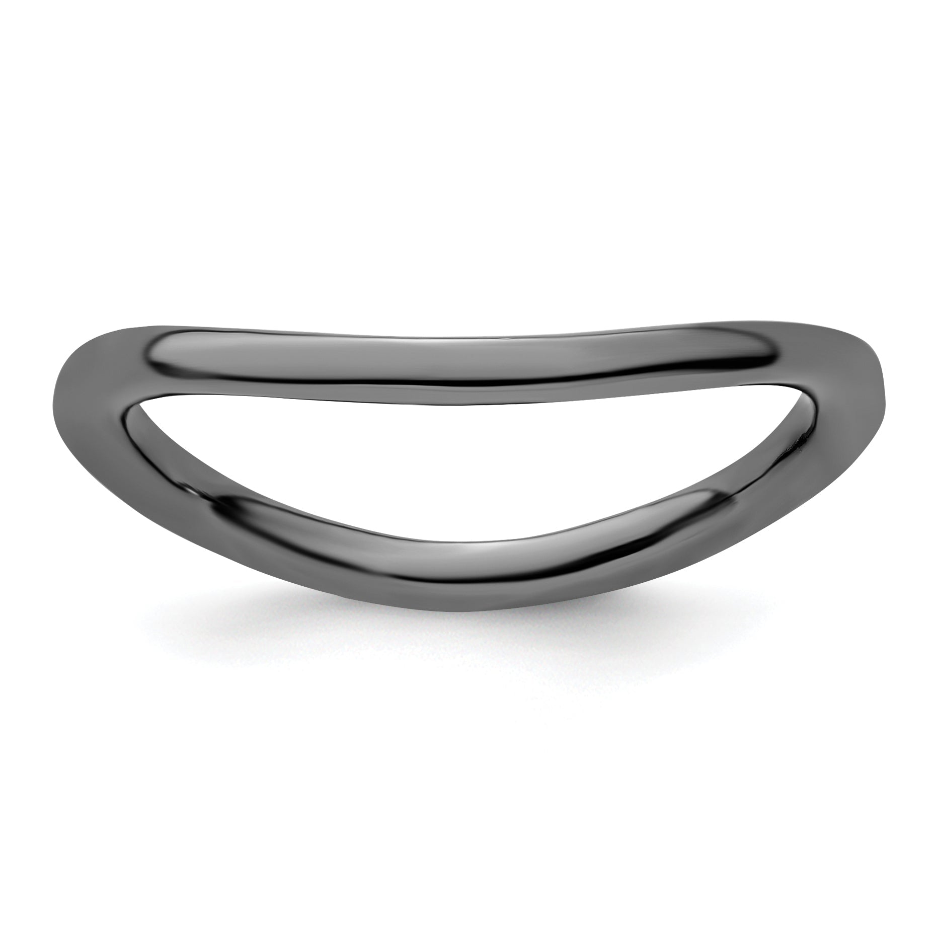 Sterlingsilber Stapelbar Expressions Poliert Schwarz Beschichtet Welle Ring