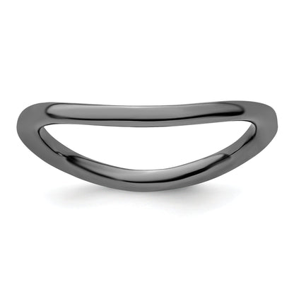 Sterlingsilber Stapelbar Expressions Poliert Schwarz Beschichtet Welle Ring