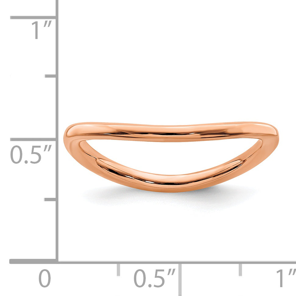 Sterlingsilber Stapelbar Expressions Poliert Rosa Beschichtet Welle Ring