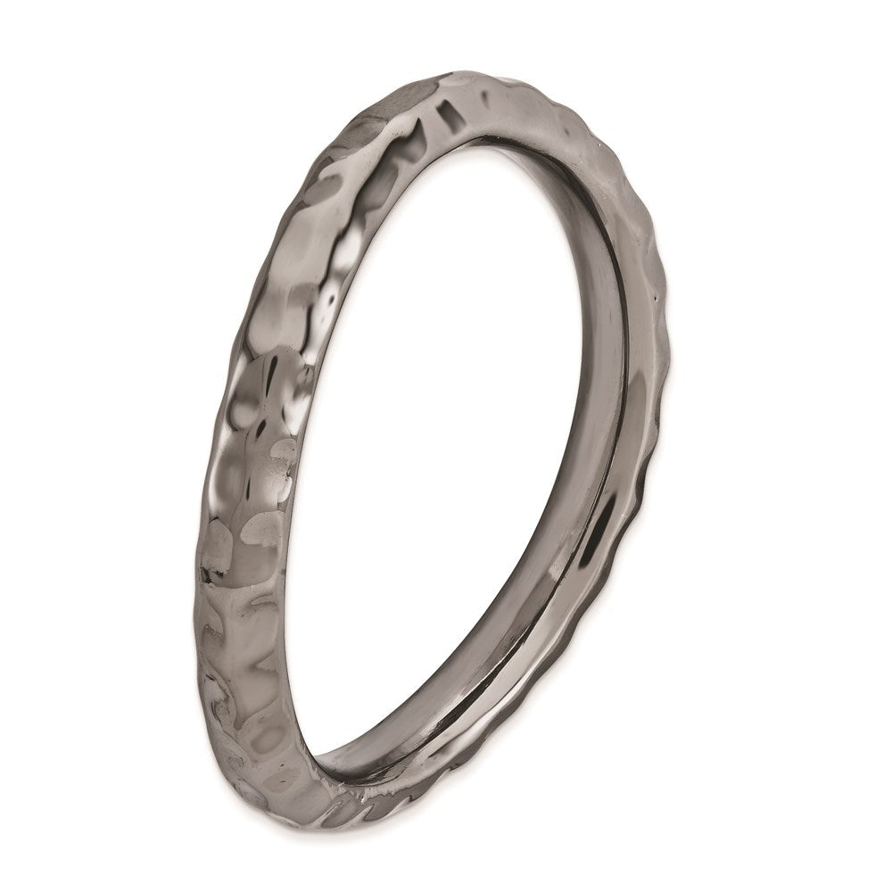 Sterlingsilber Stapelbar Expressions Poliert Schwarz Platte Welle Ring
