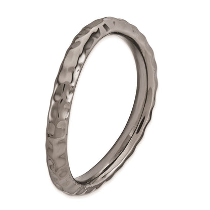Sterlingsilber Stapelbar Expressions Poliert Schwarz Platte Welle Ring