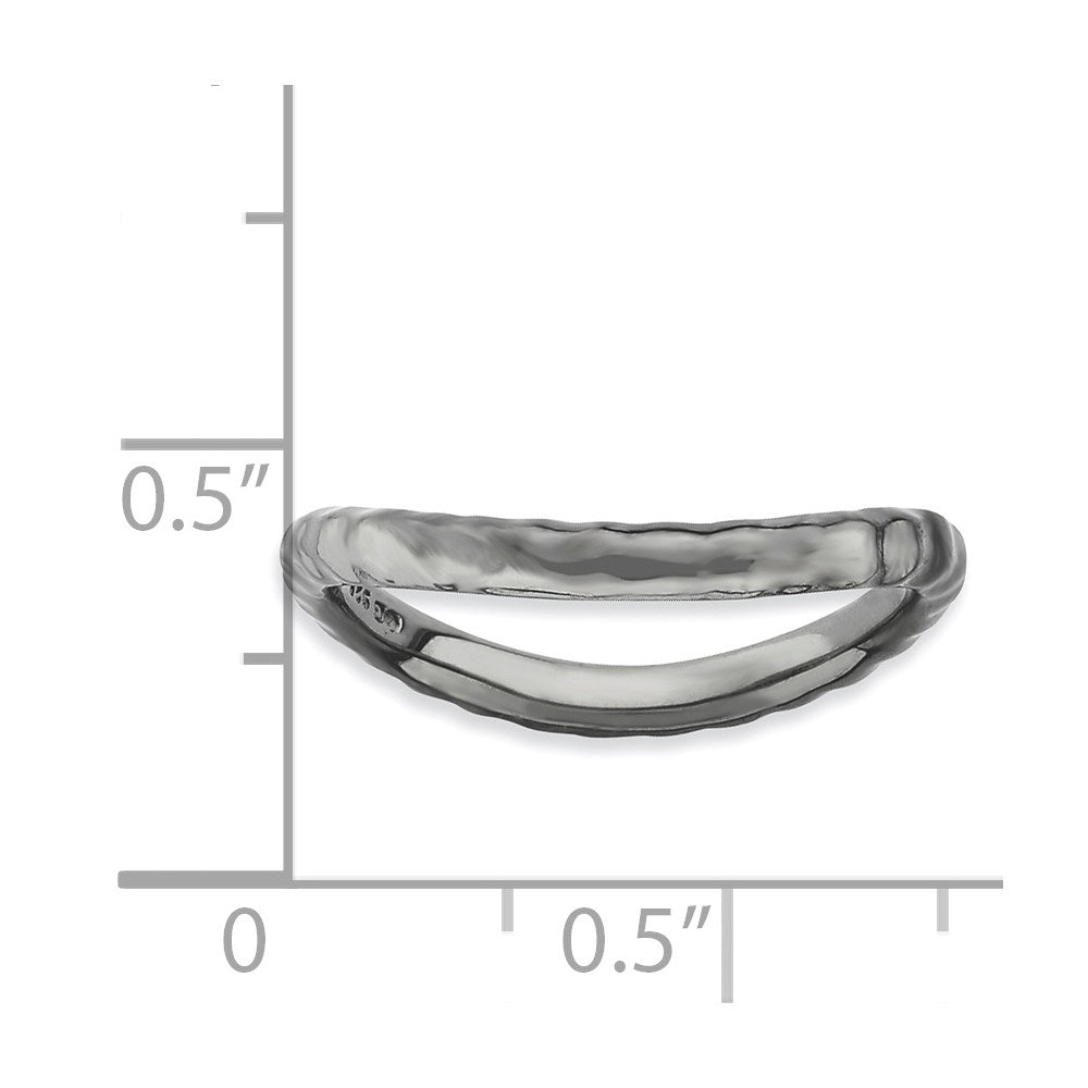 Sterlingsilber Stapelbar Expressions Poliert Schwarz Platte Welle Ring