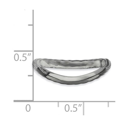Sterlingsilber Stapelbar Expressions Poliert Schwarz Platte Welle Ring