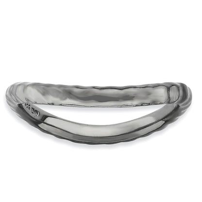 Sterlingsilber Stapelbar Expressions Poliert Schwarz Platte Welle Ring