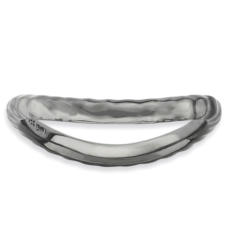 Sterlingsilber Stapelbar Expressions Poliert Schwarz Platte Welle Ring