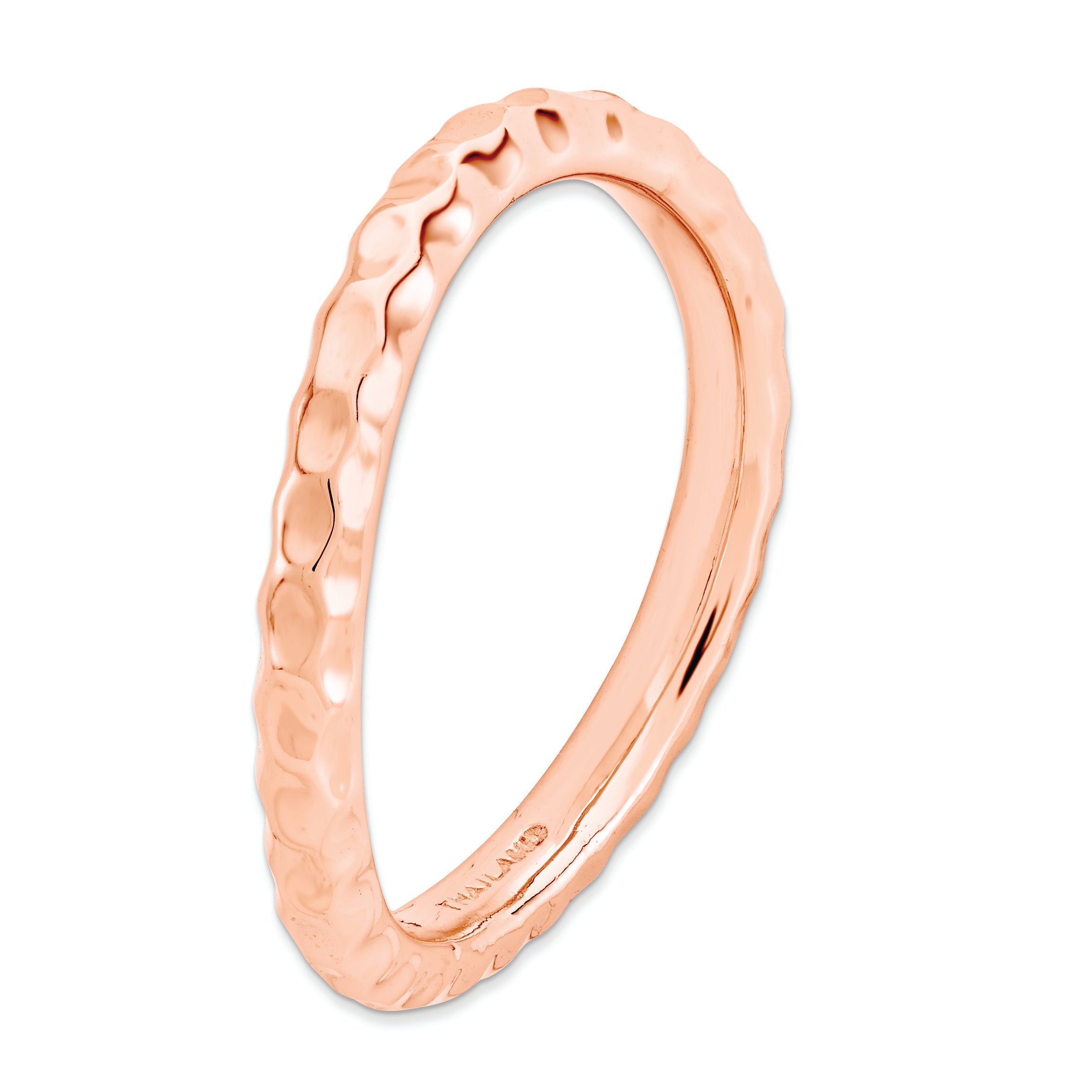 Sterlingsilber Stapelbar Expressions Poliert Rosa Platte Welle Ring