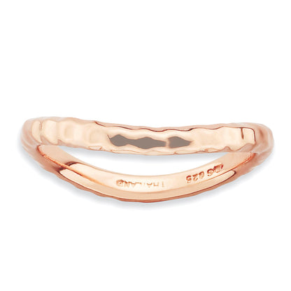 Sterlingsilber Stapelbar Expressions Poliert Rosa Platte Welle Ring