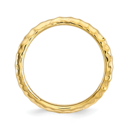Sterlingsilber Stapelbar Expressions Poliert Gold Platte Welle Ring