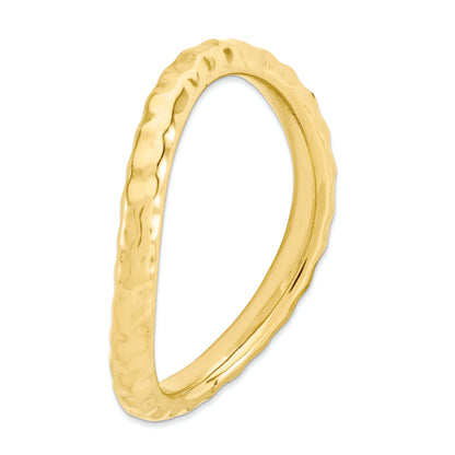 Sterlingsilber Stapelbar Expressions Poliert Gold Platte Welle Ring