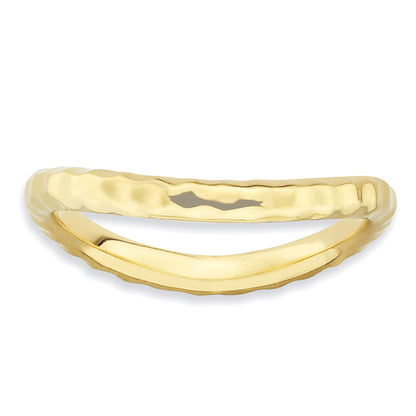Sterlingsilber Stapelbar Expressions Poliert Gold Platte Welle Ring