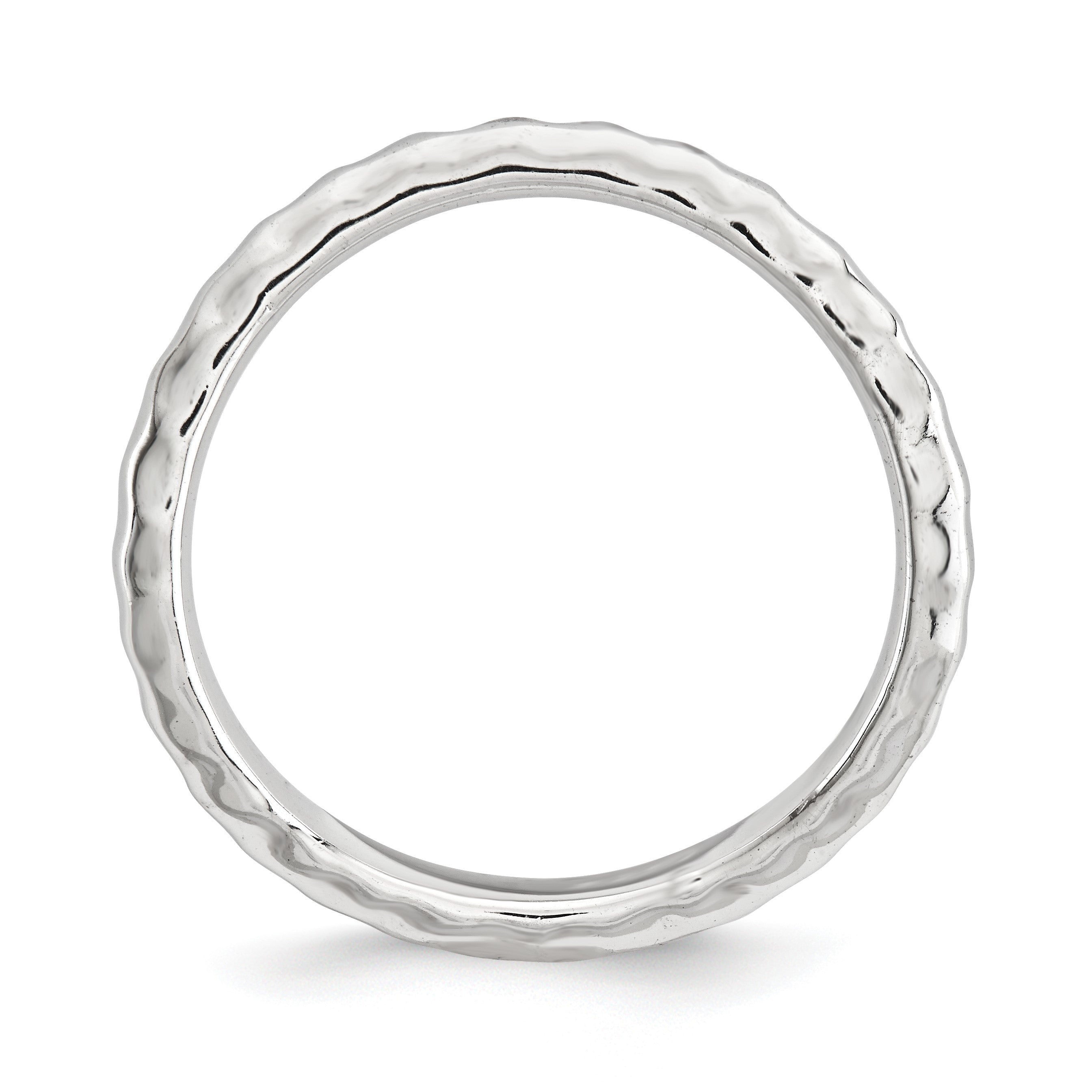 Sterlingsilber Stapelbar Expressions Poliert Rhodium Platte Welle Ring