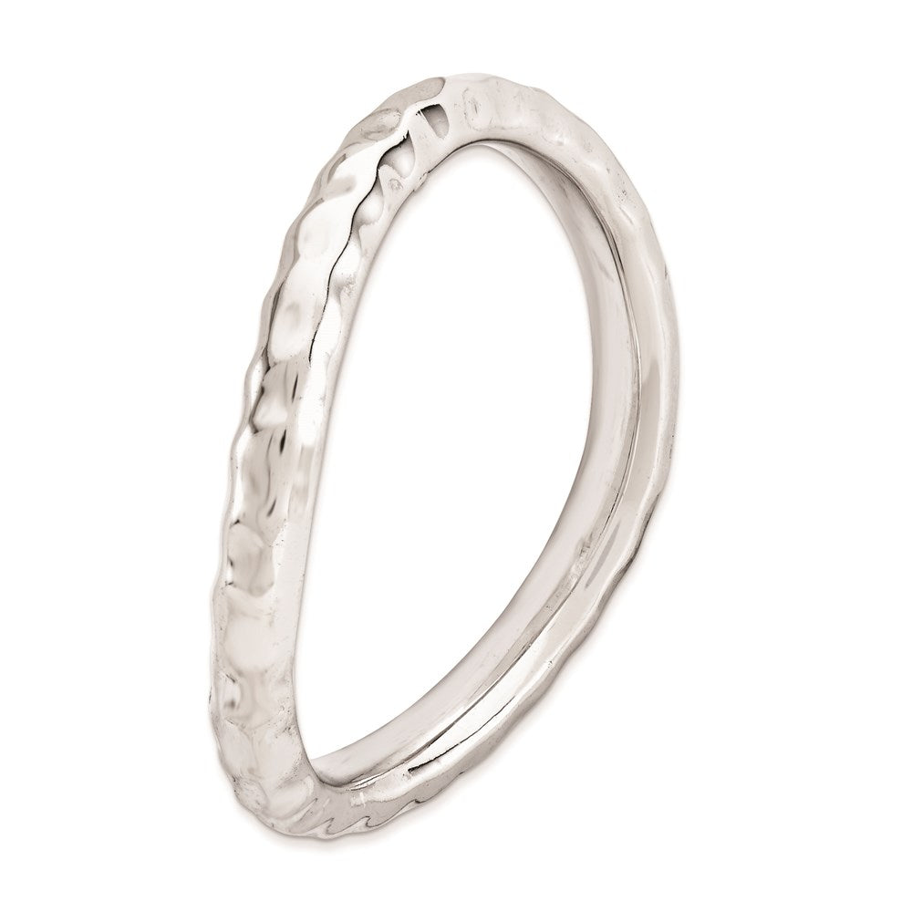 Sterlingsilber Stapelbar Expressions Poliert Rhodium Platte Welle Ring