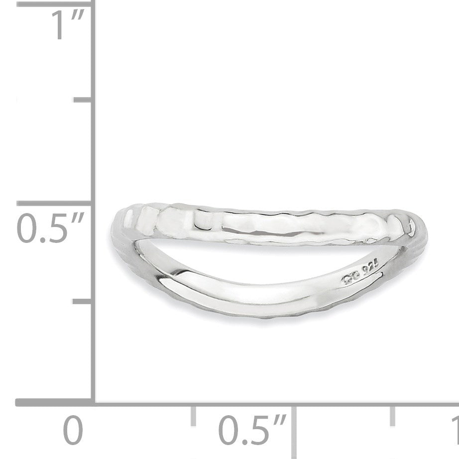 Sterlingsilber Stapelbar Expressions Poliert Rhodium Platte Welle Ring