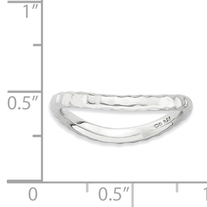 Sterlingsilber Stapelbar Expressions Poliert Rhodium Platte Welle Ring