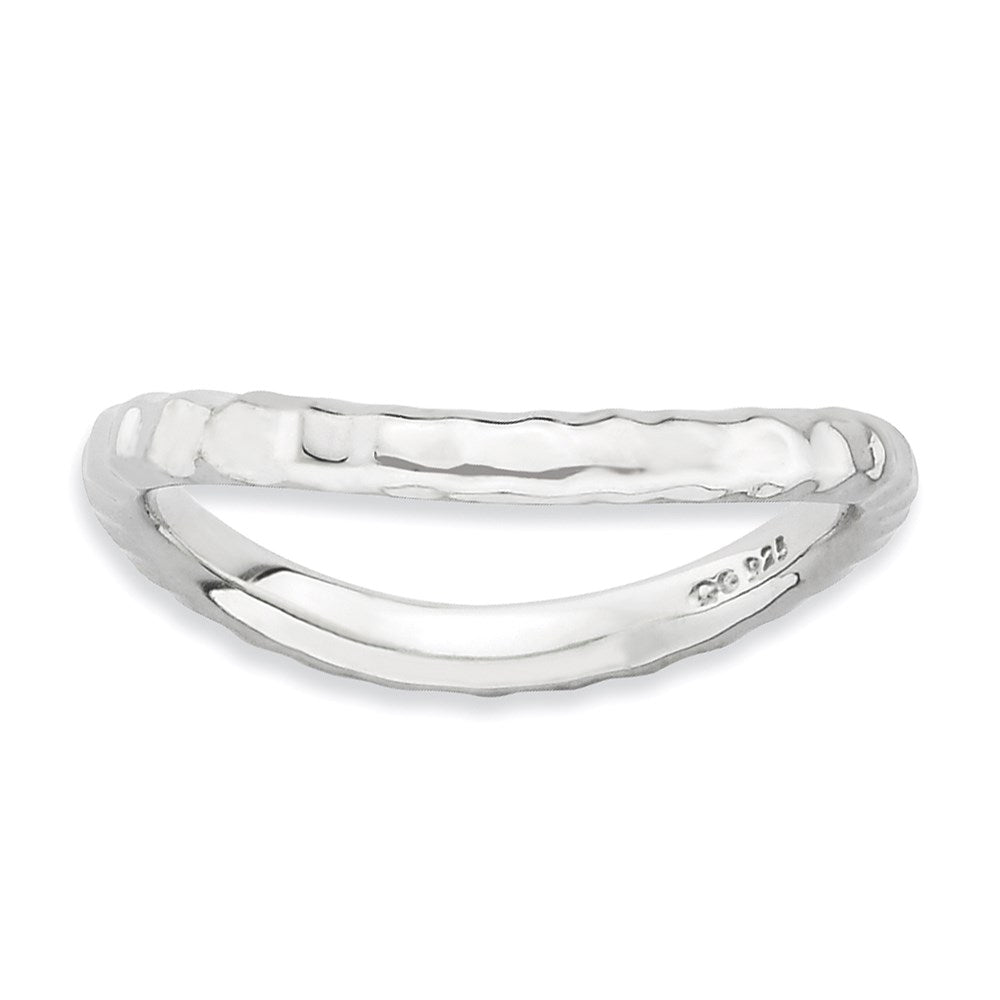 Sterlingsilber Stapelbar Expressions Poliert Rhodium Platte Welle Ring