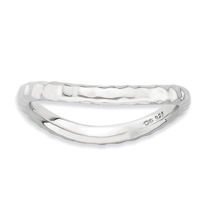 Sterlingsilber Stapelbar Expressions Poliert Rhodium Platte Welle Ring