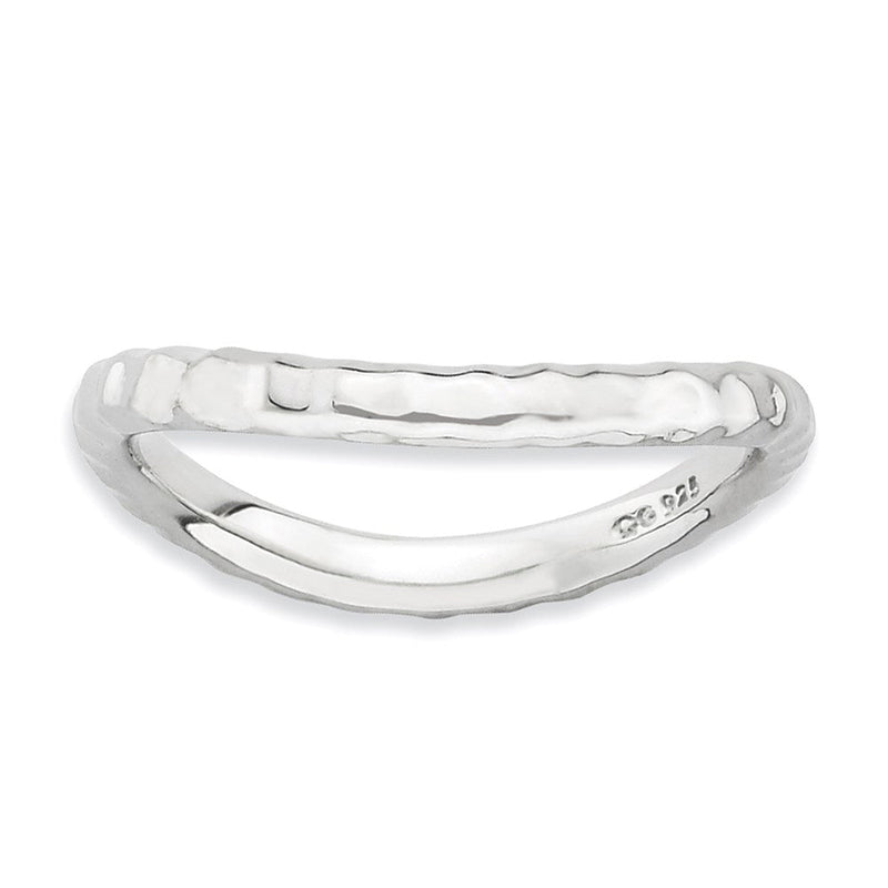 Sterlingsilber Stapelbar Expressions Poliert Rhodium Platte Welle Ring