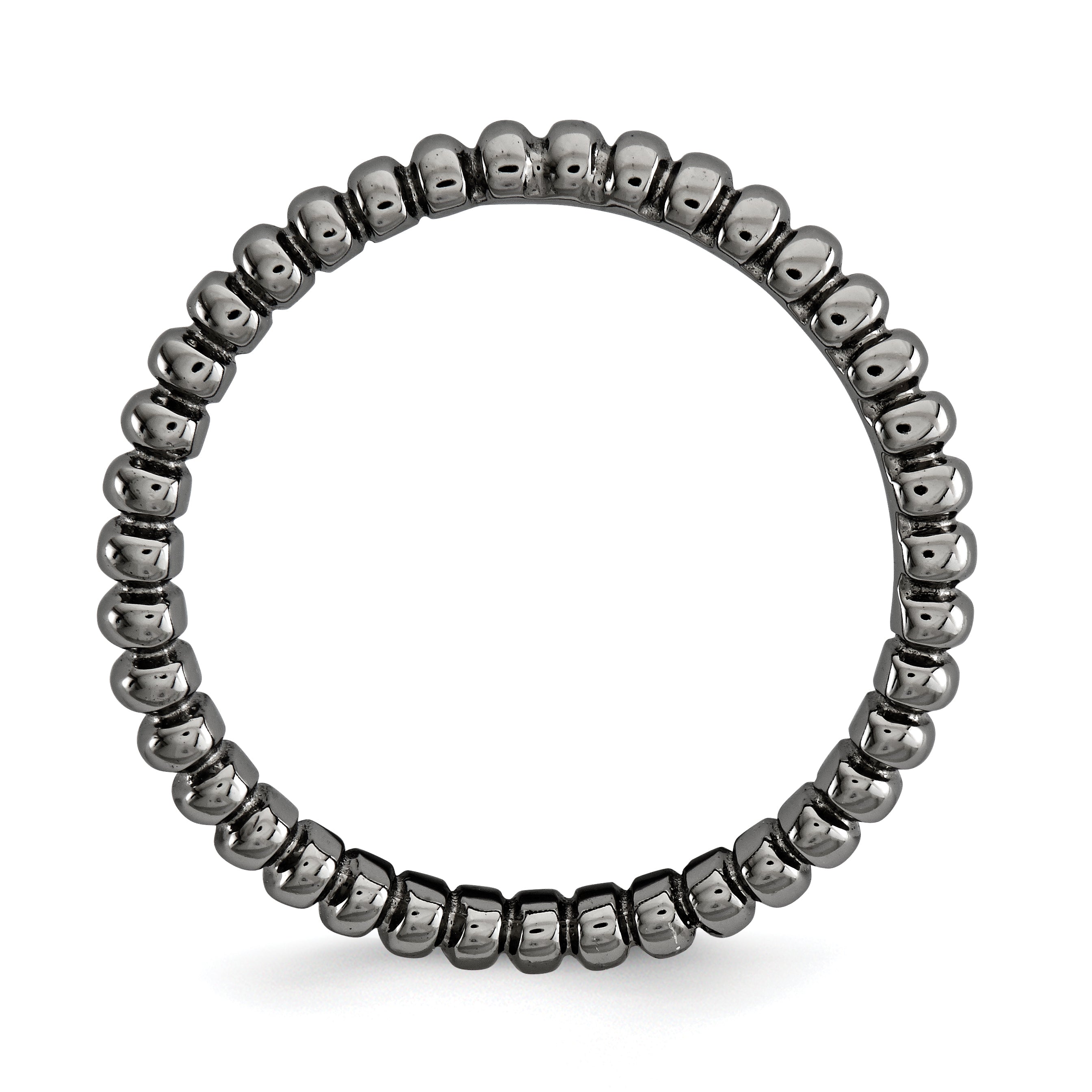 Sterlingsilber Stapelbar Expressions Poliert Schwarz Platte Welle Ring