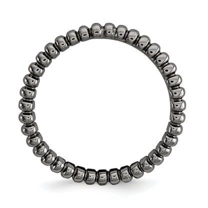 Sterlingsilber Stapelbar Expressions Poliert Schwarz Platte Welle Ring