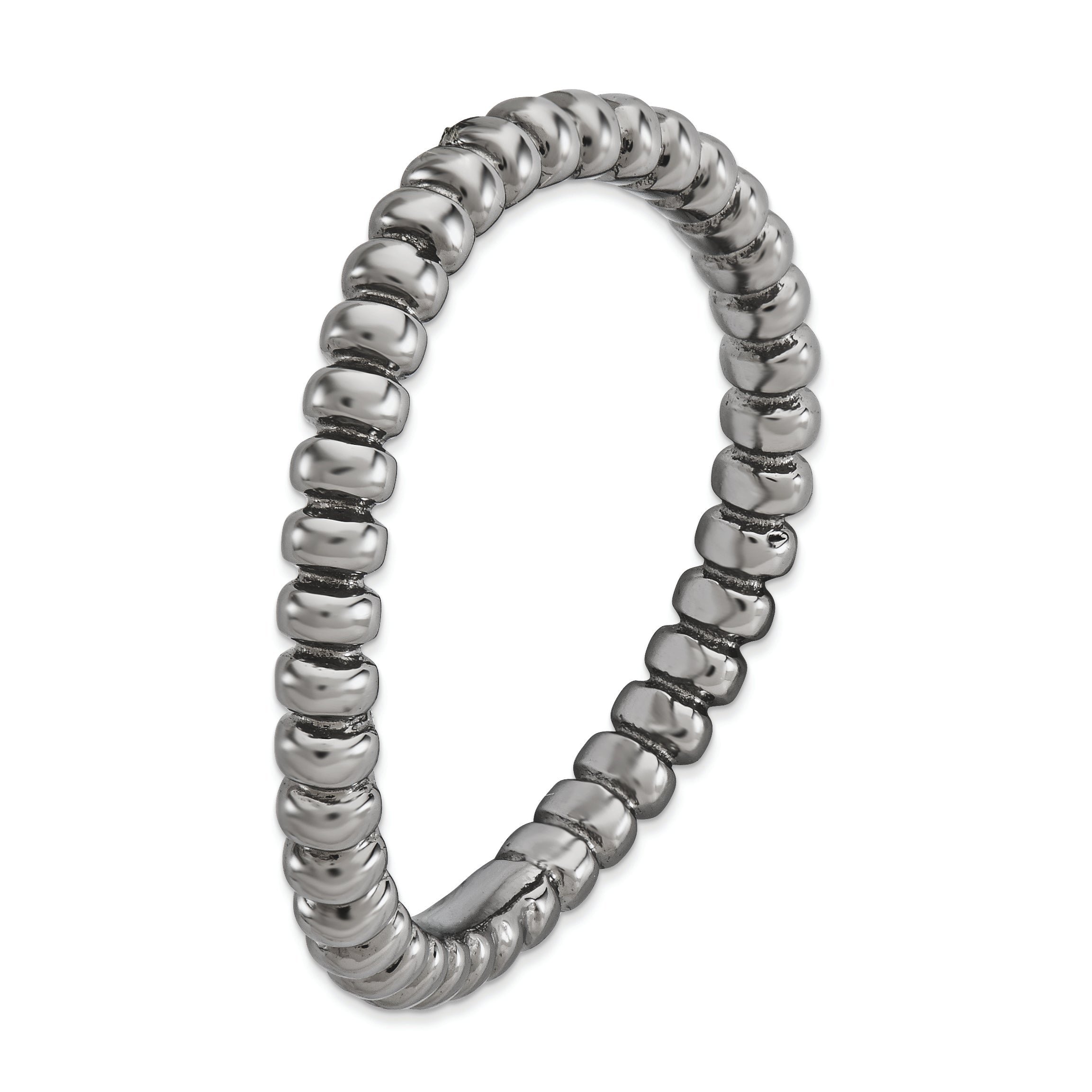 Sterlingsilber Stapelbar Expressions Poliert Schwarz Platte Welle Ring