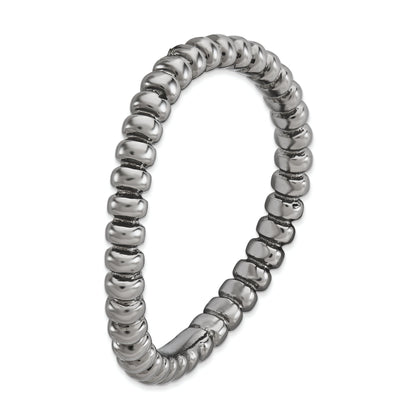 Sterlingsilber Stapelbar Expressions Poliert Schwarz Platte Welle Ring