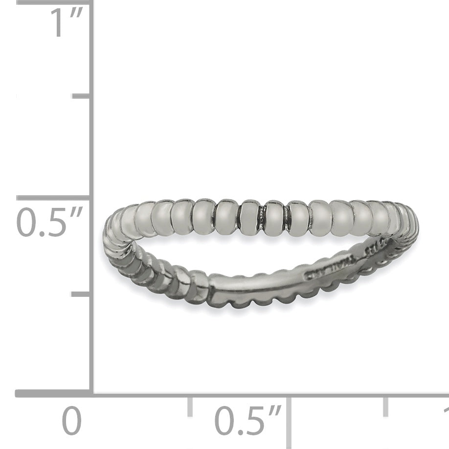 Sterlingsilber Stapelbar Expressions Poliert Schwarz Platte Welle Ring
