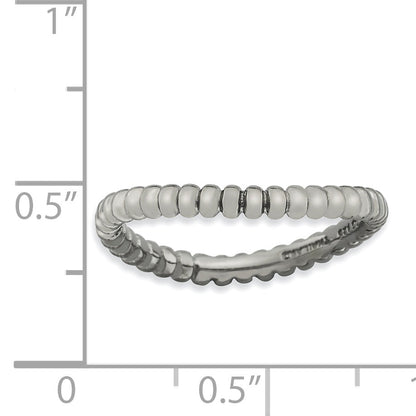 Sterlingsilber Stapelbar Expressions Poliert Schwarz Platte Welle Ring