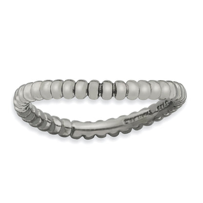 Sterlingsilber Stapelbar Expressions Poliert Schwarz Platte Welle Ring