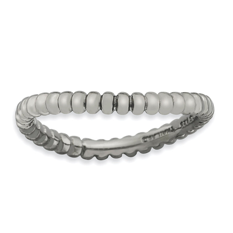 Sterlingsilber Stapelbar Expressions Poliert Schwarz Platte Welle Ring