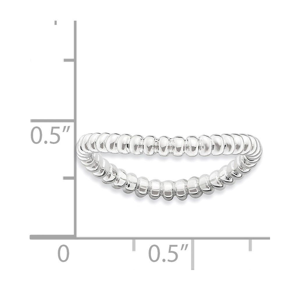 Sterlingsilber Stapelbar Expressions Poliert Rhodium Platte Welle Ring