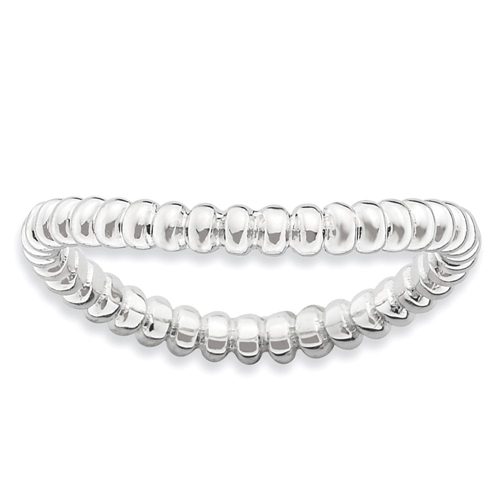 Sterlingsilber Stapelbar Expressions Poliert Rhodium Platte Welle Ring
