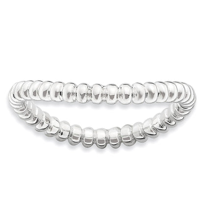 Sterlingsilber Stapelbar Expressions Poliert Rhodium Platte Welle Ring