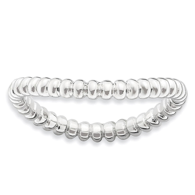 Sterlingsilber Stapelbar Expressions Poliert Rhodium Platte Welle Ring