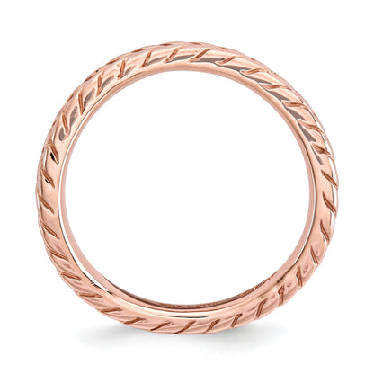 Sterlingsilber Stapelbar Expressions Poliert Rosa Platte Welle Ring