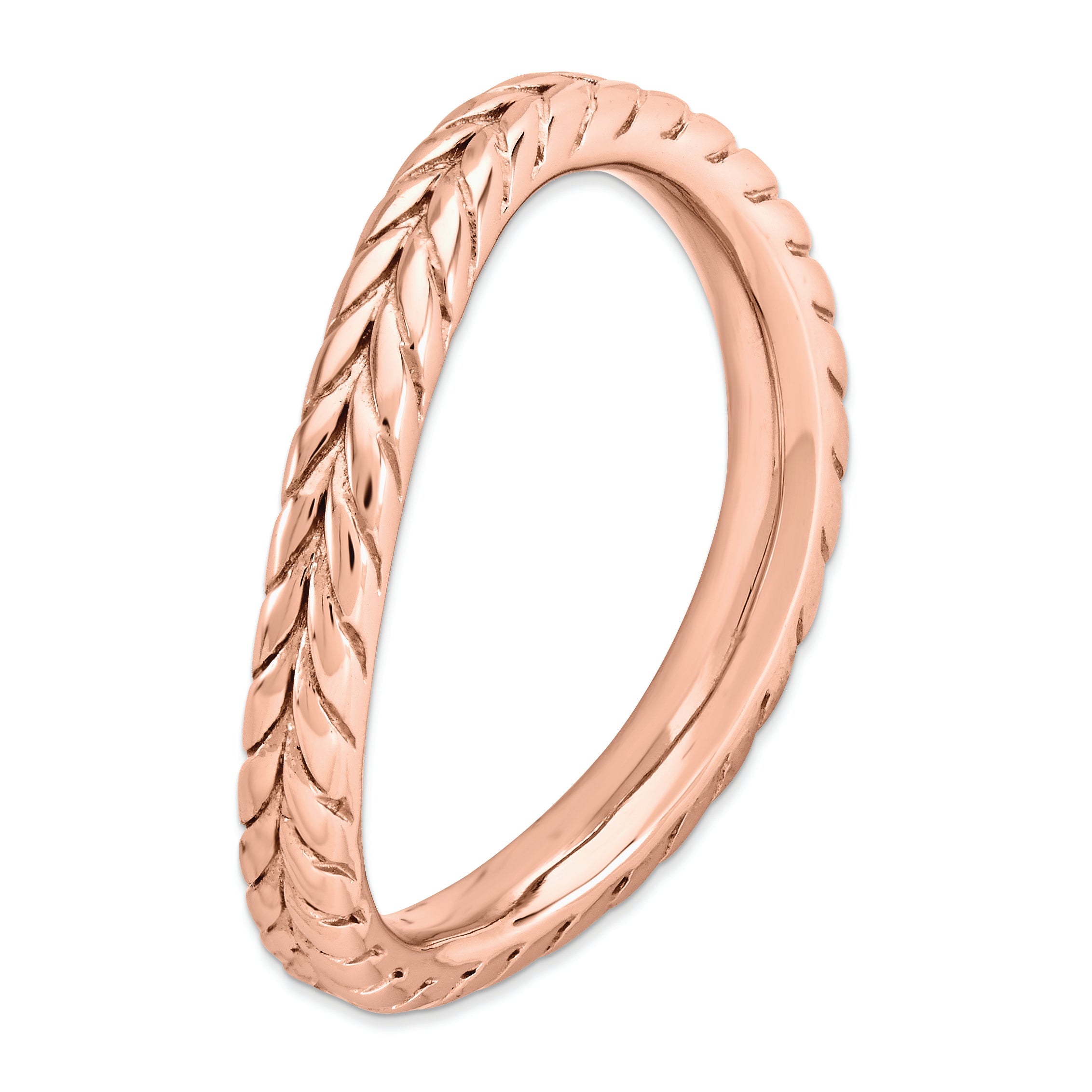 Sterlingsilber Stapelbar Expressions Poliert Rosa Platte Welle Ring