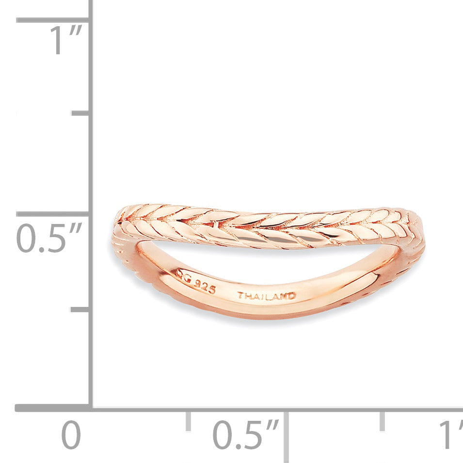Sterlingsilber Stapelbar Expressions Poliert Rosa Platte Welle Ring