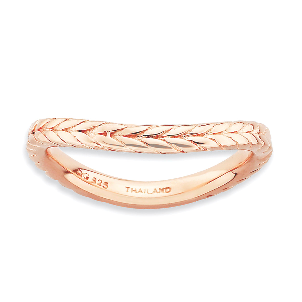 Sterlingsilber Stapelbar Expressions Poliert Rosa Platte Welle Ring