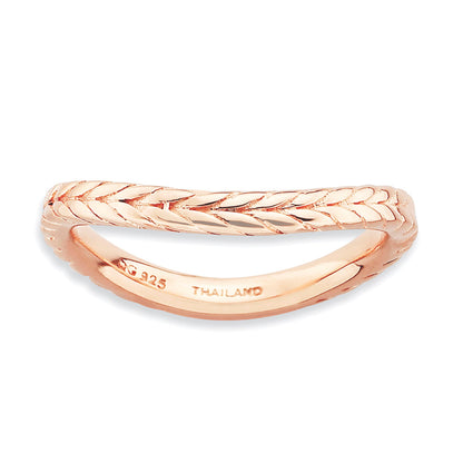 Sterlingsilber Stapelbar Expressions Poliert Rosa Platte Welle Ring
