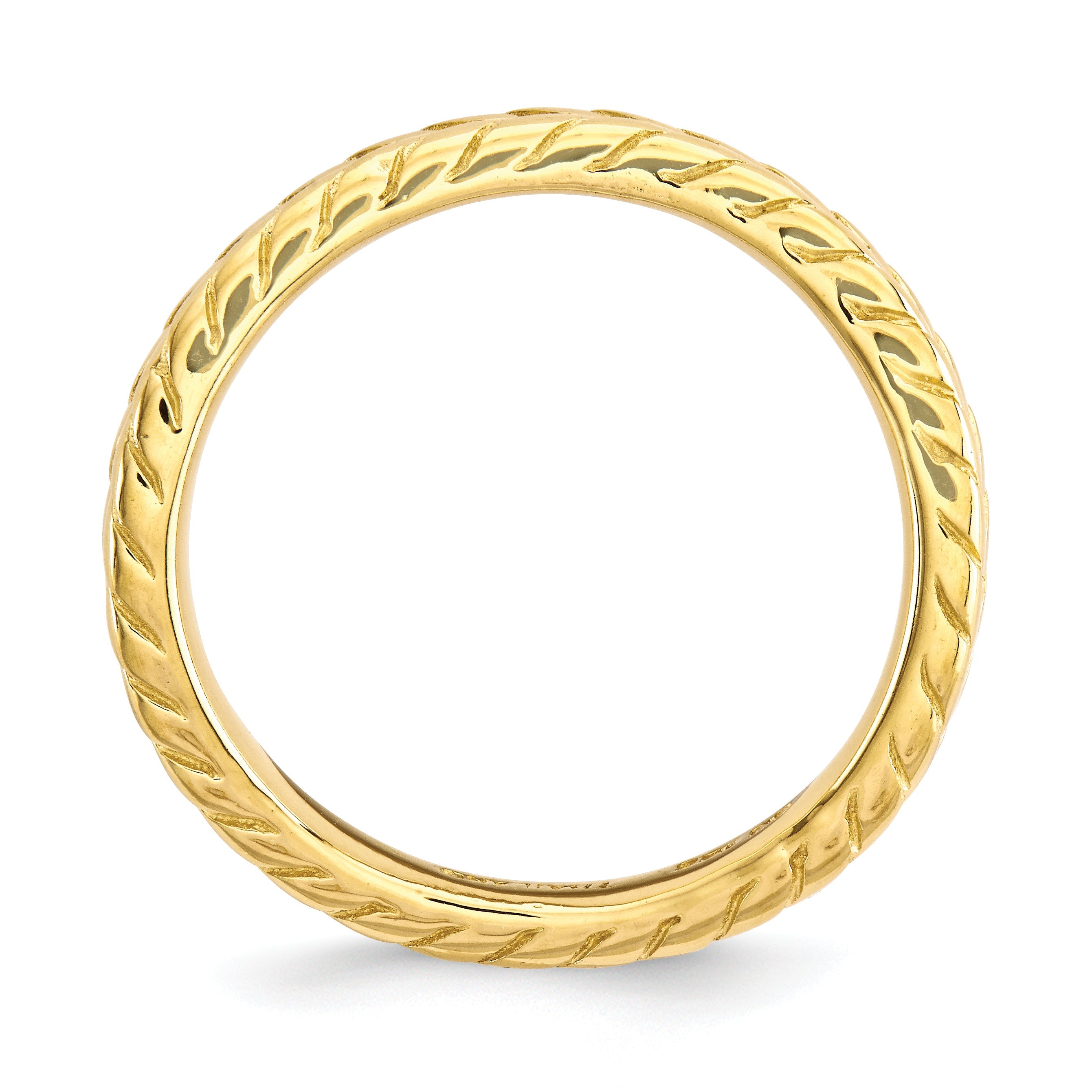 Sterlingsilber Stapelbar Expressions Poliert Gold Platte Welle Ring