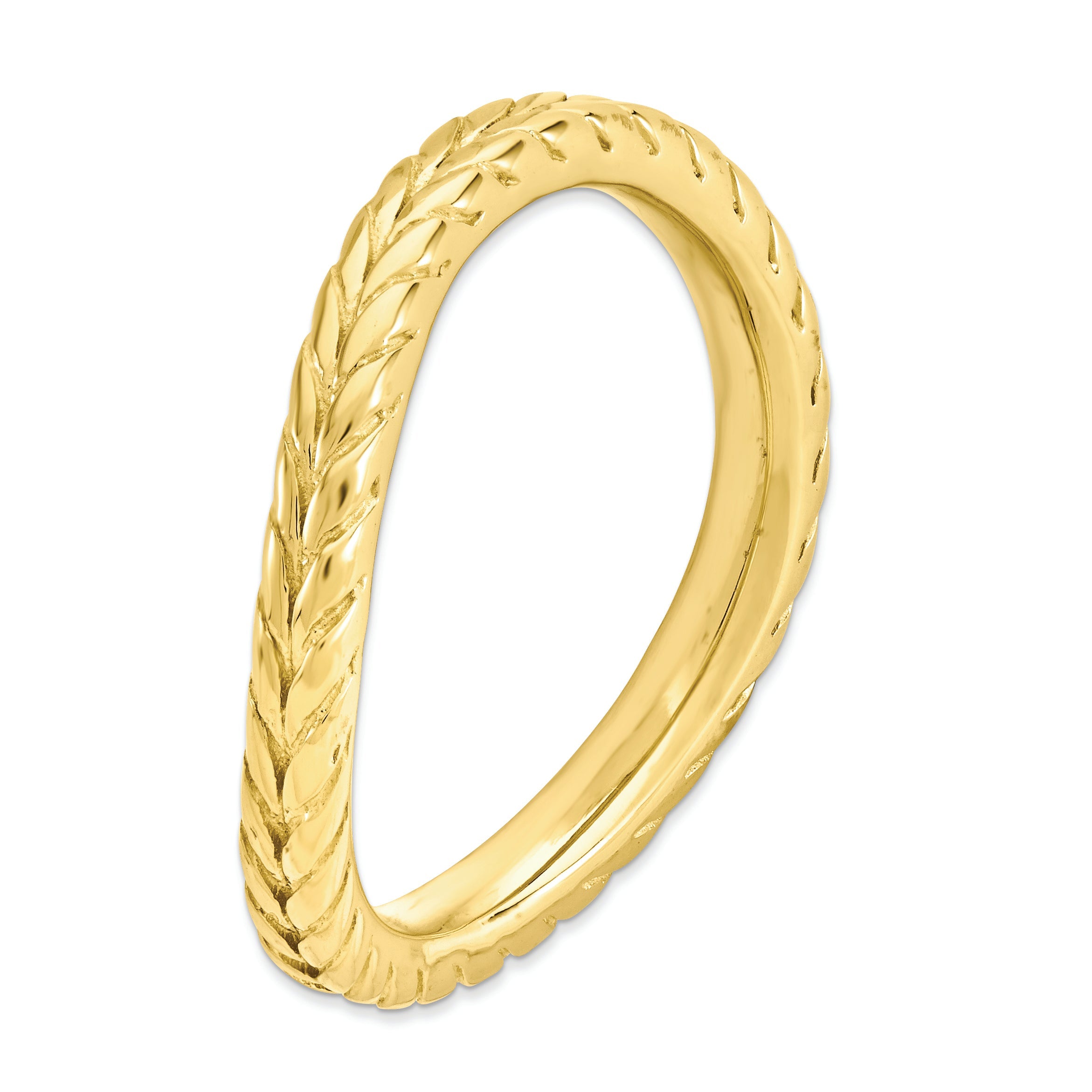 Sterlingsilber Stapelbar Expressions Poliert Gold Platte Welle Ring