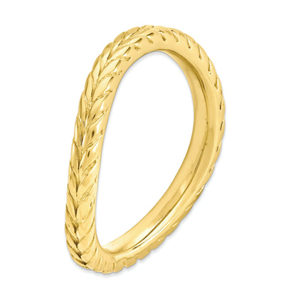 Sterlingsilber Stapelbar Expressions Poliert Gold Platte Welle Ring
