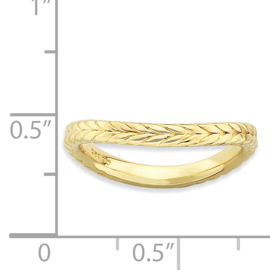 Sterlingsilber Stapelbar Expressions Poliert Gold Platte Welle Ring
