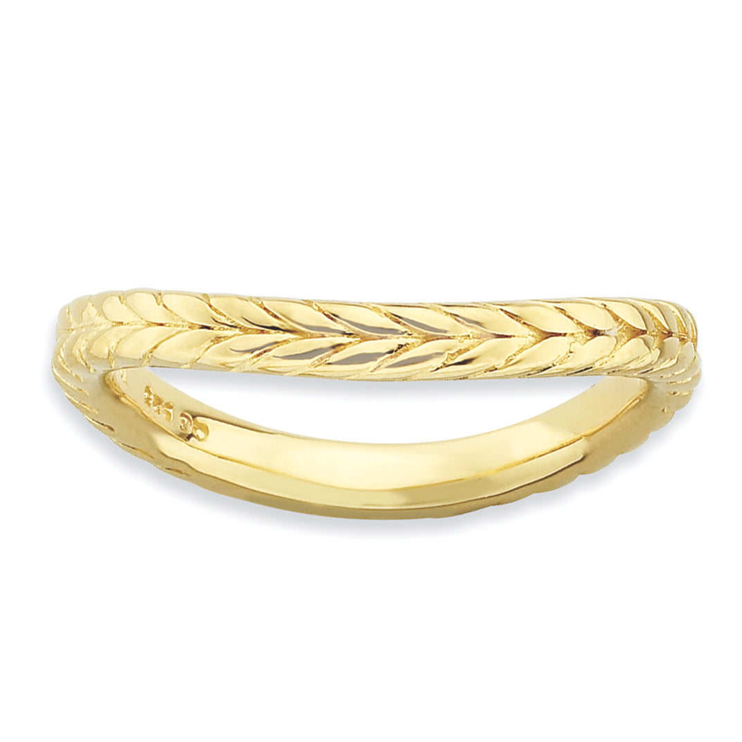 Sterlingsilber Stapelbar Expressions Poliert Gold Platte Welle Ring
