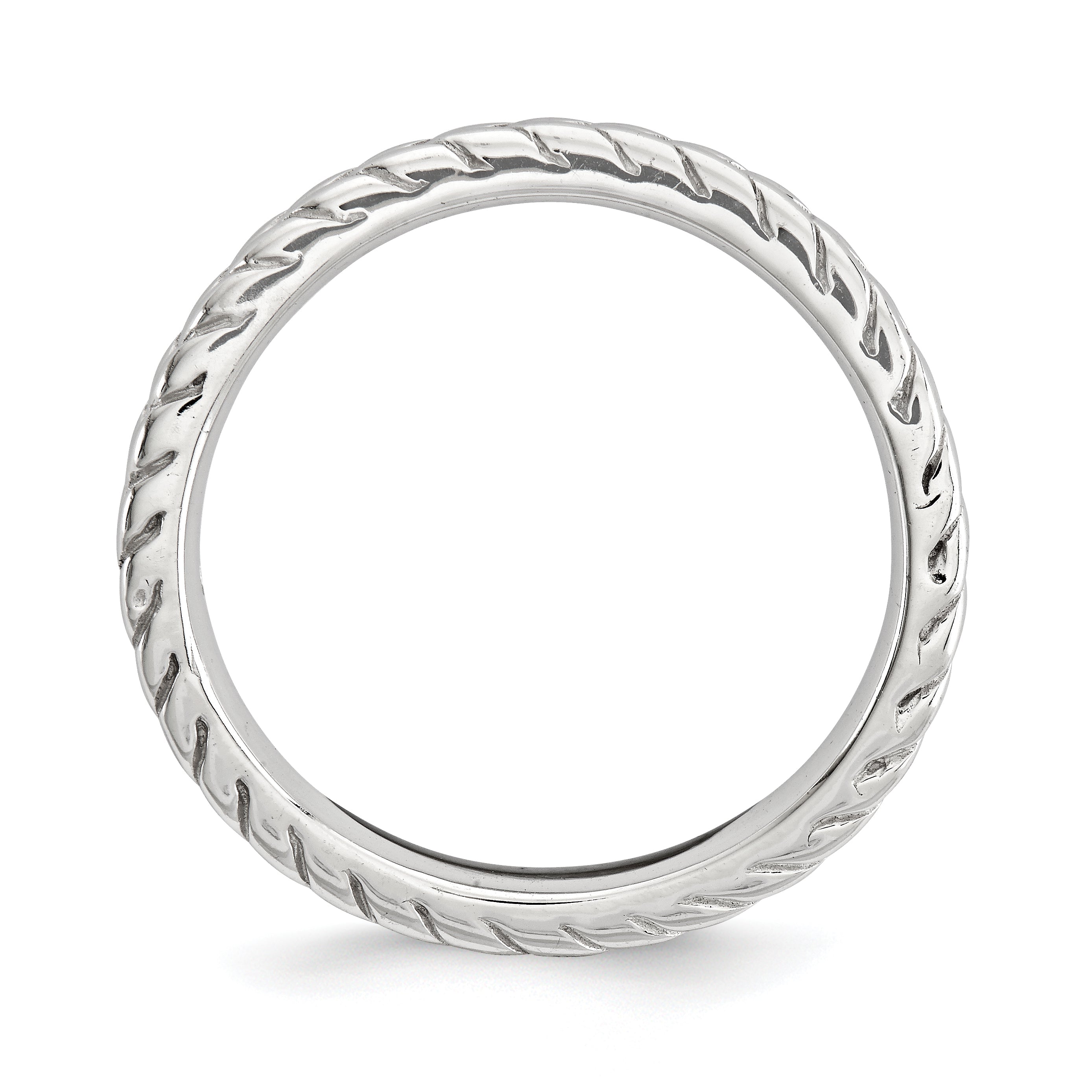 Sterlingsilber Stapelbar Expressions Poliert Rhodium Platte Welle Ring