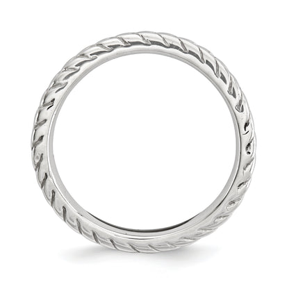 Sterlingsilber Stapelbar Expressions Poliert Rhodium Platte Welle Ring